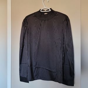 Satin Blouse Striped High Neck - Never Worn
